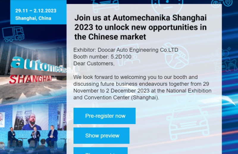 Join us at Automechanika Shanghai 2023